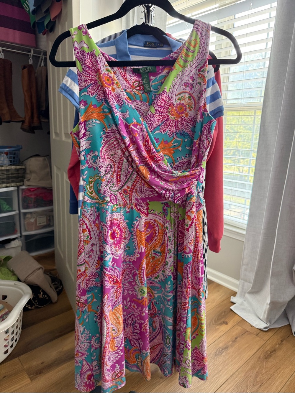Lauren Ralph Lauren Pink & Teal Paisley Midi Dress